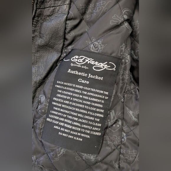 Vintage Ed Hardy Leather Skull Live To Ride Motorcycle Jacket - Picture 7 of 16